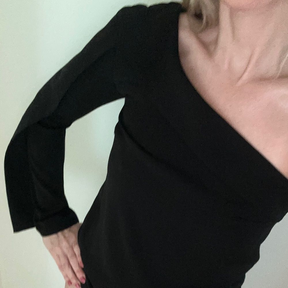 Keepsake the Label small black one shoulder blouse back zip